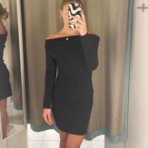 H&M Black Off the Shoulder Long Sleeve Dress